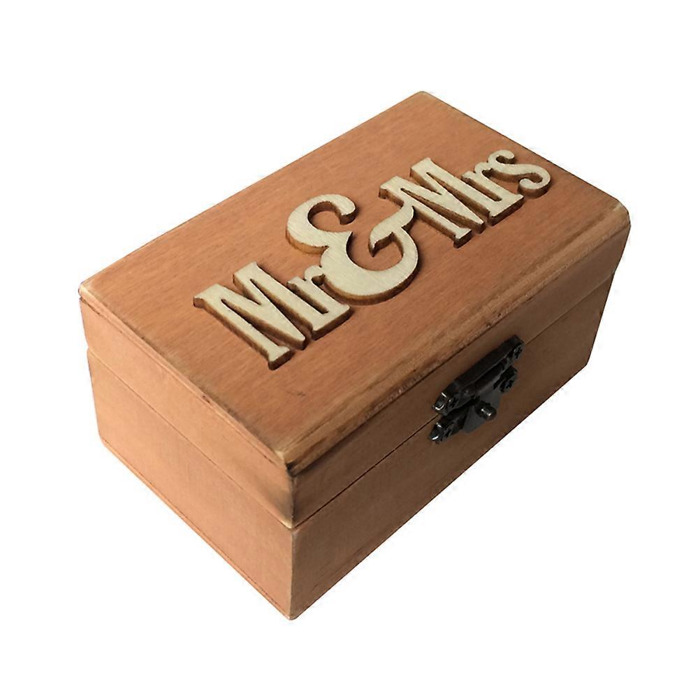 Rustic Box Wedding Ring Holder Wooden Ring Bearer Box Natural Wood Triangle Shape Durable Metal Lock 1Pack