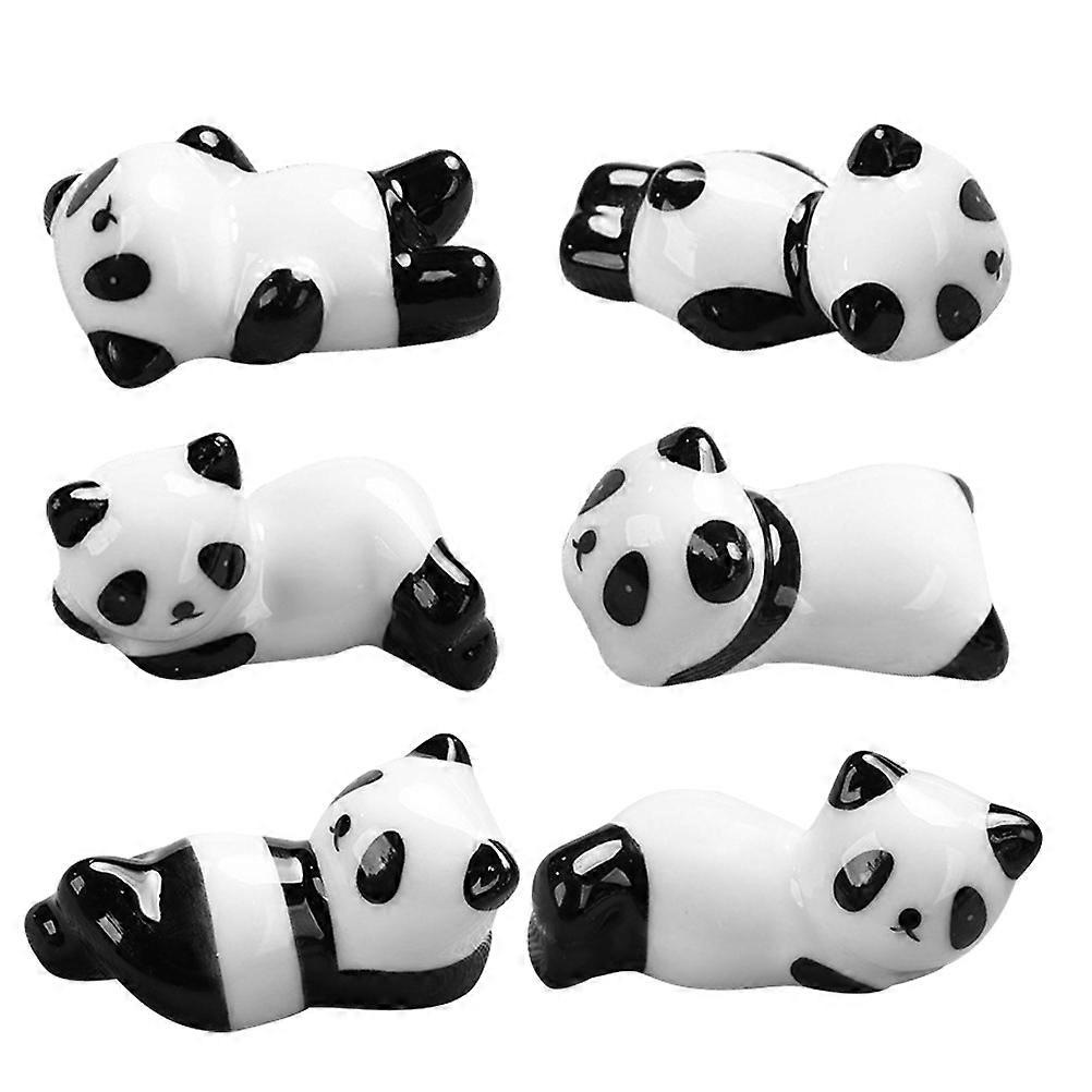 6pcs Cute Panda Ceramic Chopstick & Spoon Rest Holder – Adorable Decorative Design for Dining Tables, Easy to Clean, Perfect for Panda Lovers