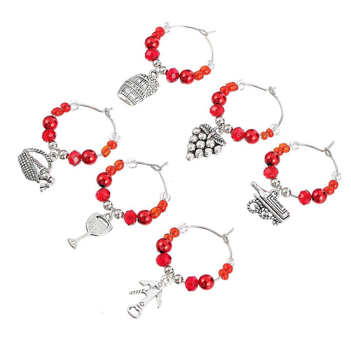 Charms For Jewelry Making Christmas Party Favors Mixed Style Red 5X3X0.3cm Drink Identification 6Pcs