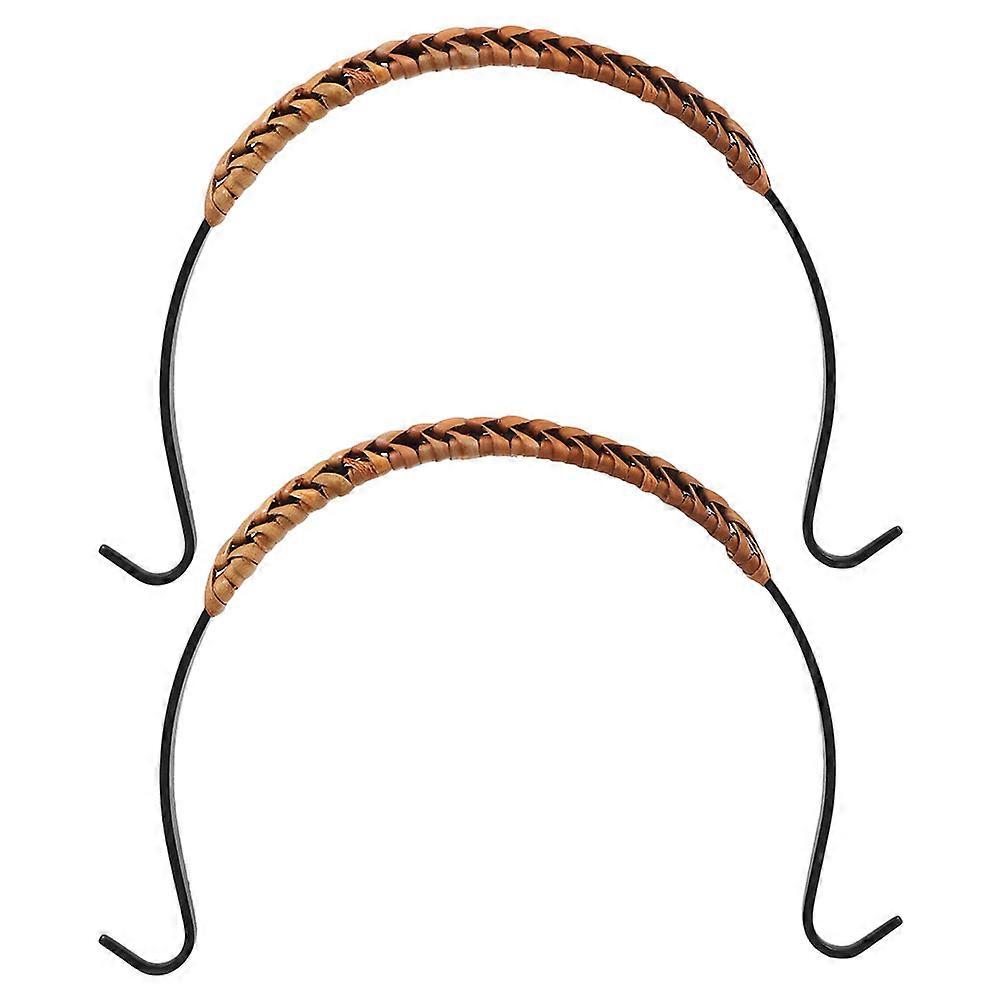 Replacement Teapot Handle Teapot Grip Handle Professional Users Iron And Rattan Material 2Pcs