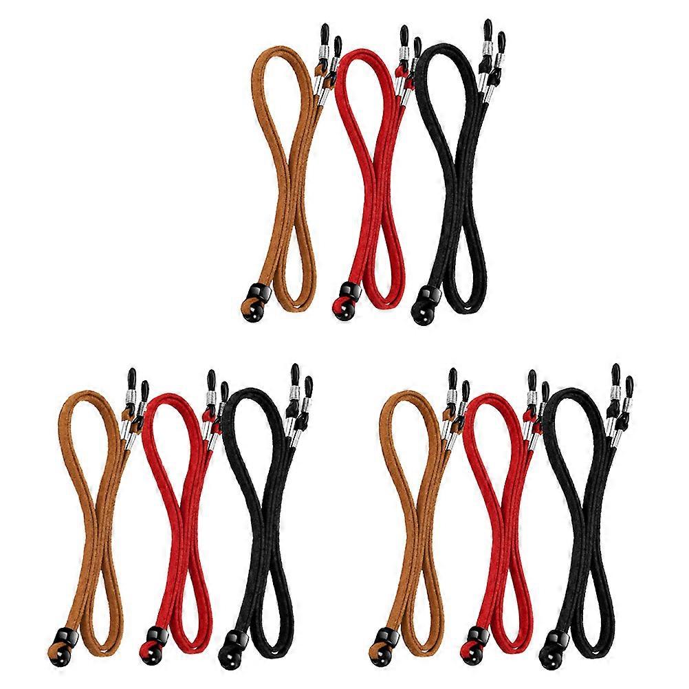 Adjustable Lightweight Eyeglass Strap Set Multi Purpose Glasses Cords for Sports & Daily Use, Fits All Frame Types, 9pcs Pack (Red, Black, Dark