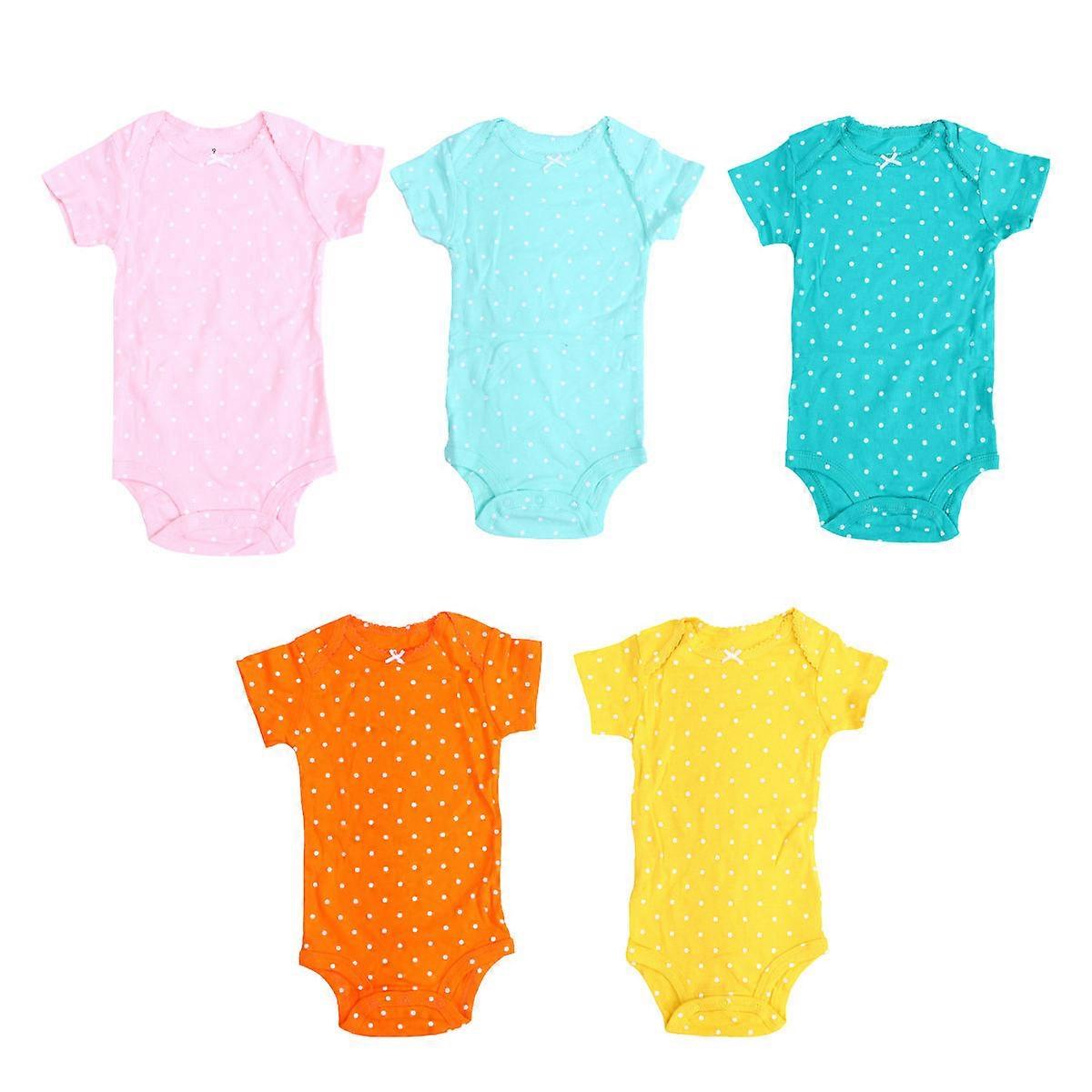 Newborn Rompers Baby Clothes Unisex Cotton Infant Jumpsuit Summer Short Sleeve Three Snaps Closure Easy to Wear 5Pack