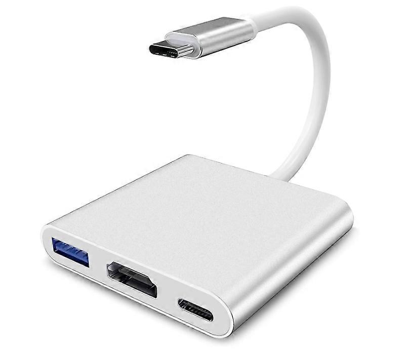 USB C to HDMI Adapter, HDMI to USB C Adapter with 4K Video Converter/USB 3.0 Port/USB C Charging Port, White