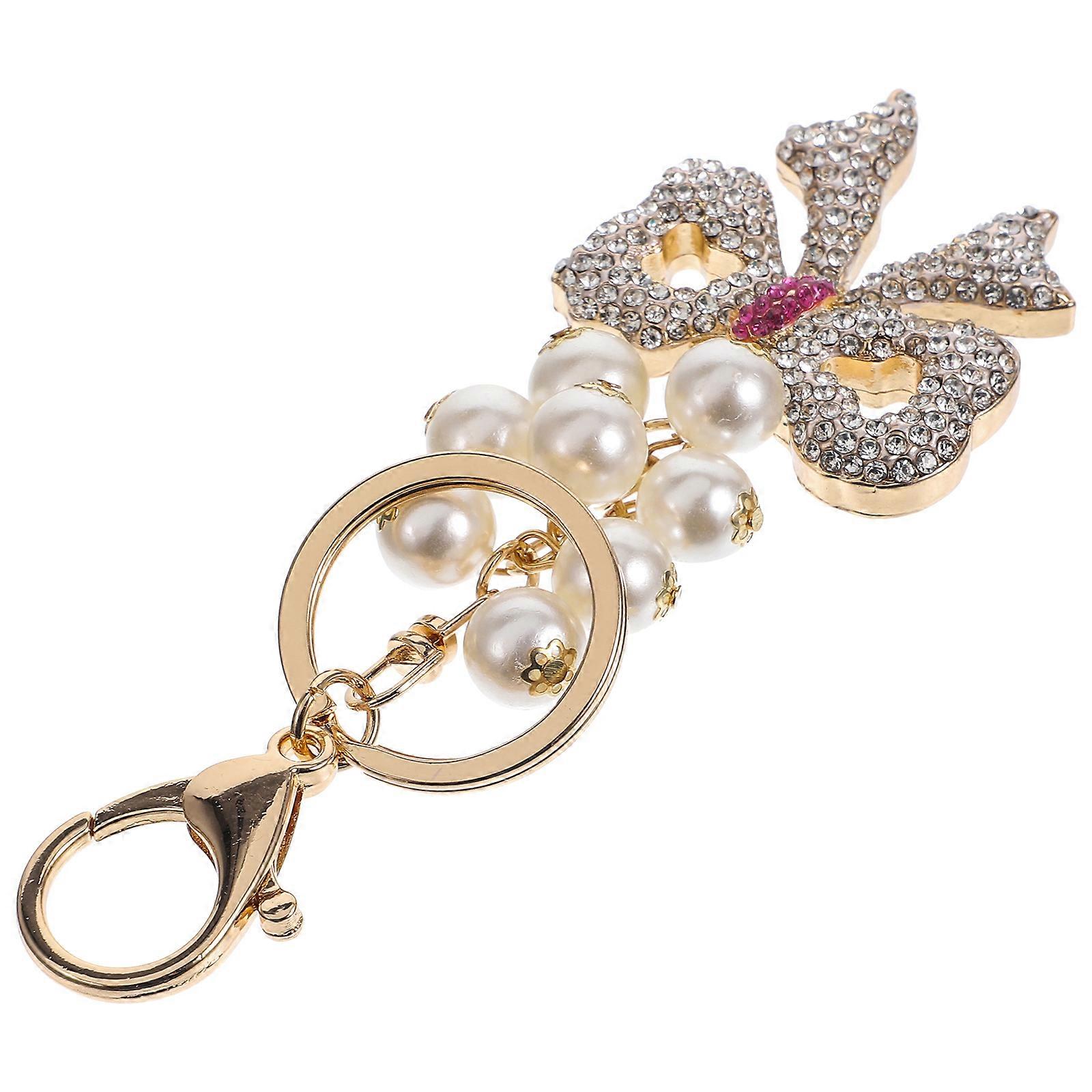 Fashionable Bowknot Keychain Delicate Key Ring For Backpack Rosy Color 1Set