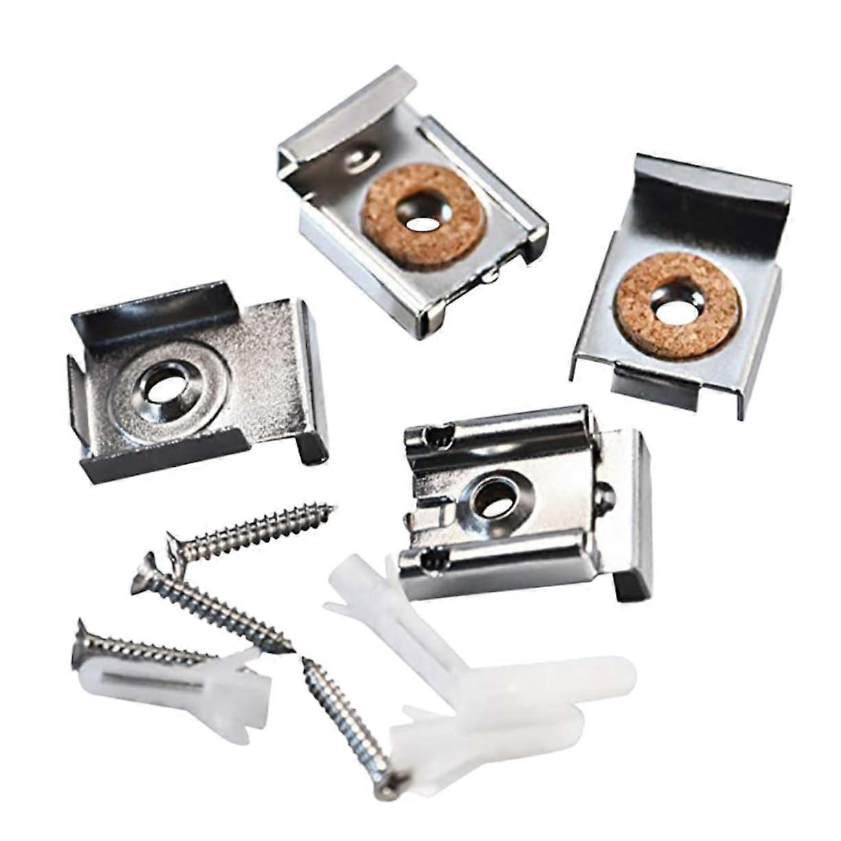 Mirror Hanger Clips 4-Piece Set For Mirror Mounting Silver Finish Suitable For Glass Mirrors