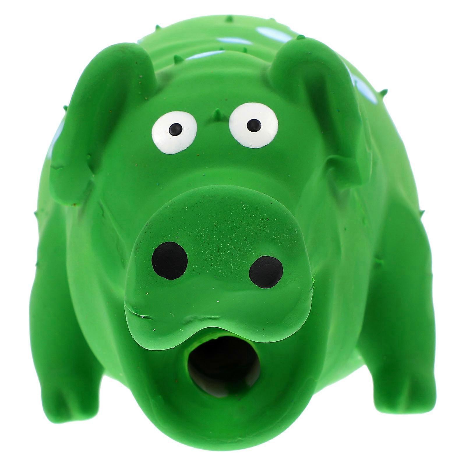 Pig Shaped Dog Molar Plaything Latex Squeaky Sound Toy For Playtime Green 1Pack