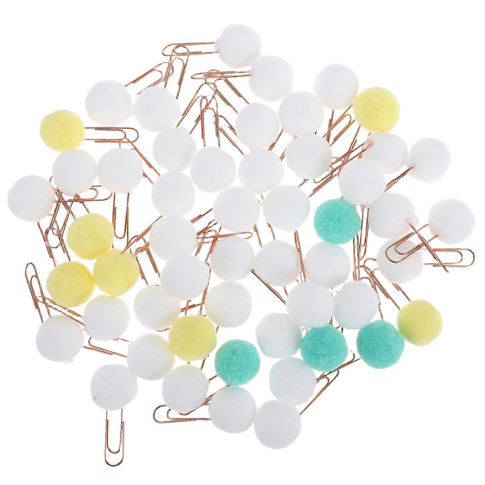 Paper Clip Bookmarks Creative Metal Bookmark Pompon Ball Shape Assorted Color Classifying Papers 50Pcs