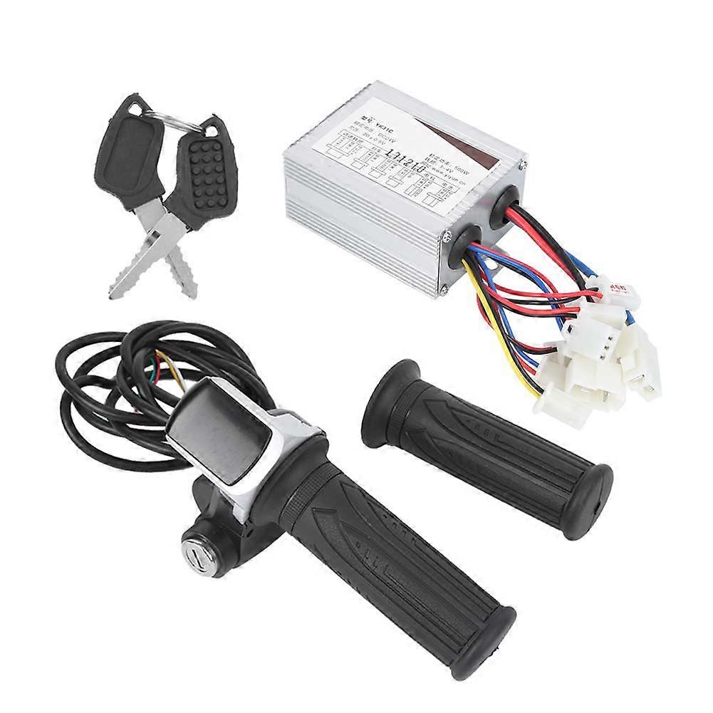 24V 500W Electric Bicycle Throttle Grip with Brushed Controller, 9 LED Lights and Lock, Durable E-Bike Accessory for Smooth Speed Control