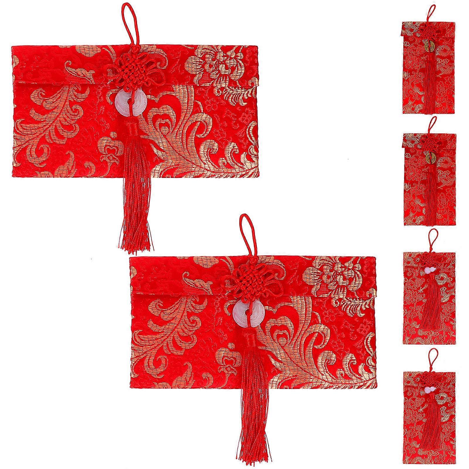 Chinese Style Red Packet Rectangular Shape present Packaging 6Pcs