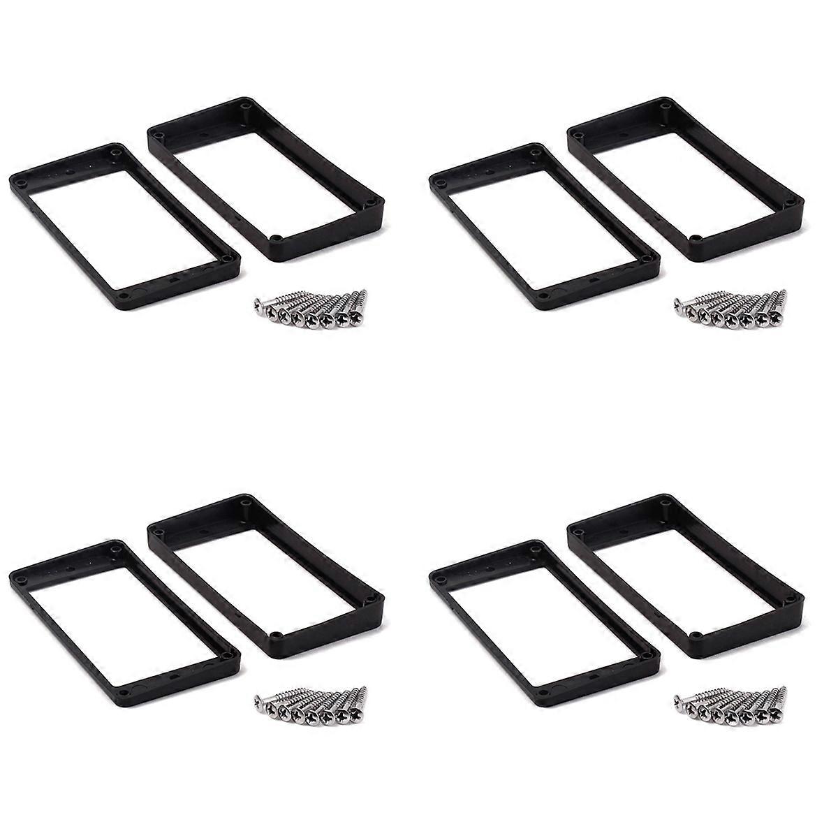 8PCS Black Curved Humbucker Pickups Frame Mounting Rings for Electric Guitar