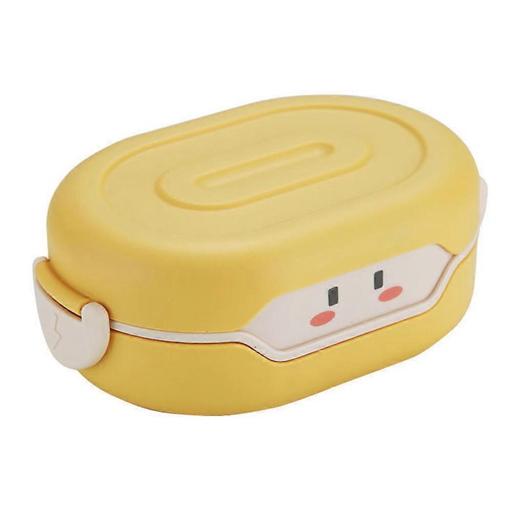Compartment Food Containers Adorable Rectangular Portable Container For Office Workers Lunch Storage Box Yellow 1Pcs
