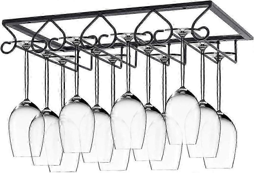 رف زجاجي للنبيذ - حامل معدني متين مع 4 فتحات لمطبخ البار