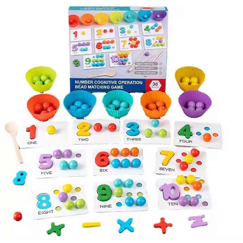 Clip Beads Wooden Toy Kids Sorting Bowl Toddler Learning Activities