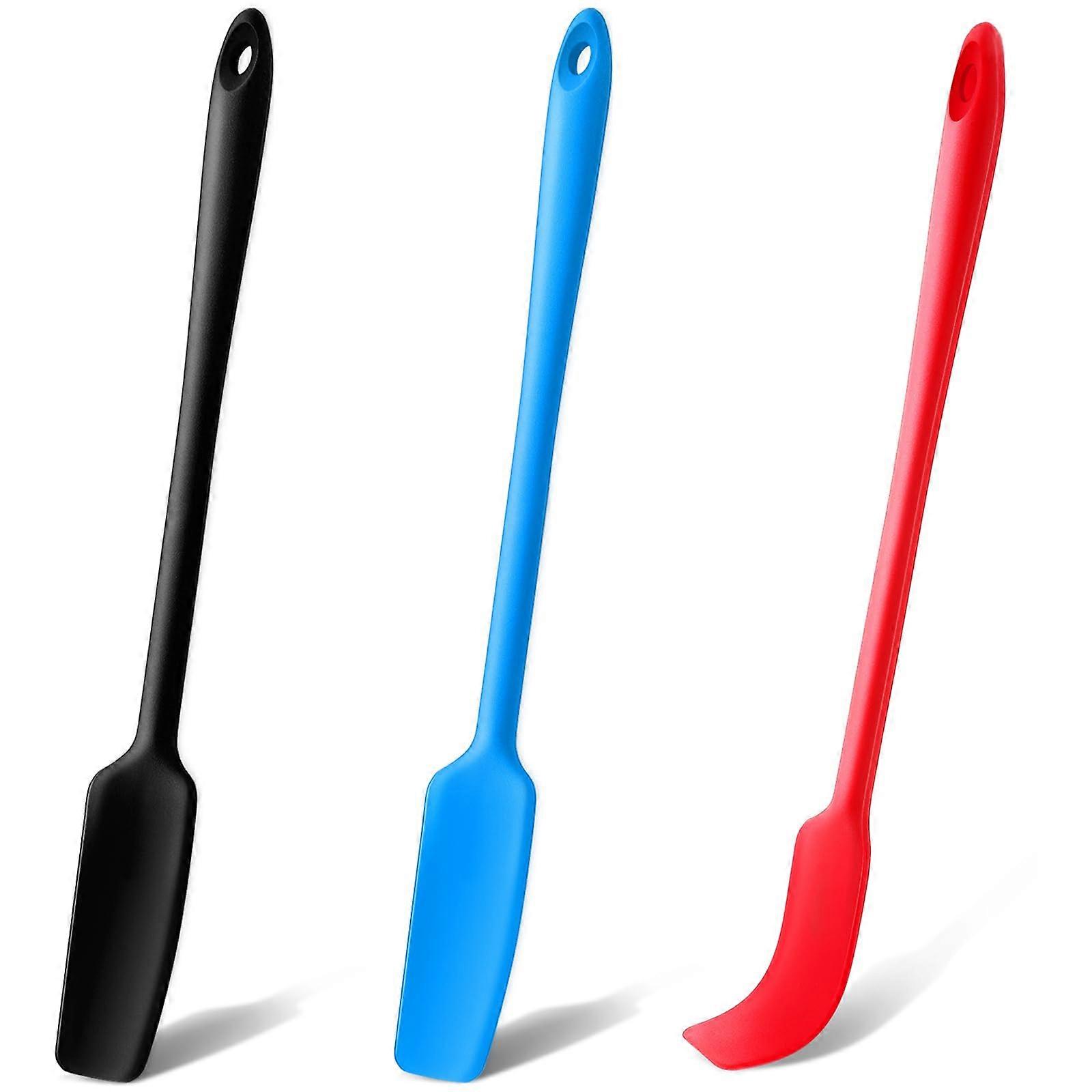 Pack of 3 Silicone Spatula, Heat Resistant, Long Handle for Baking, Mixing