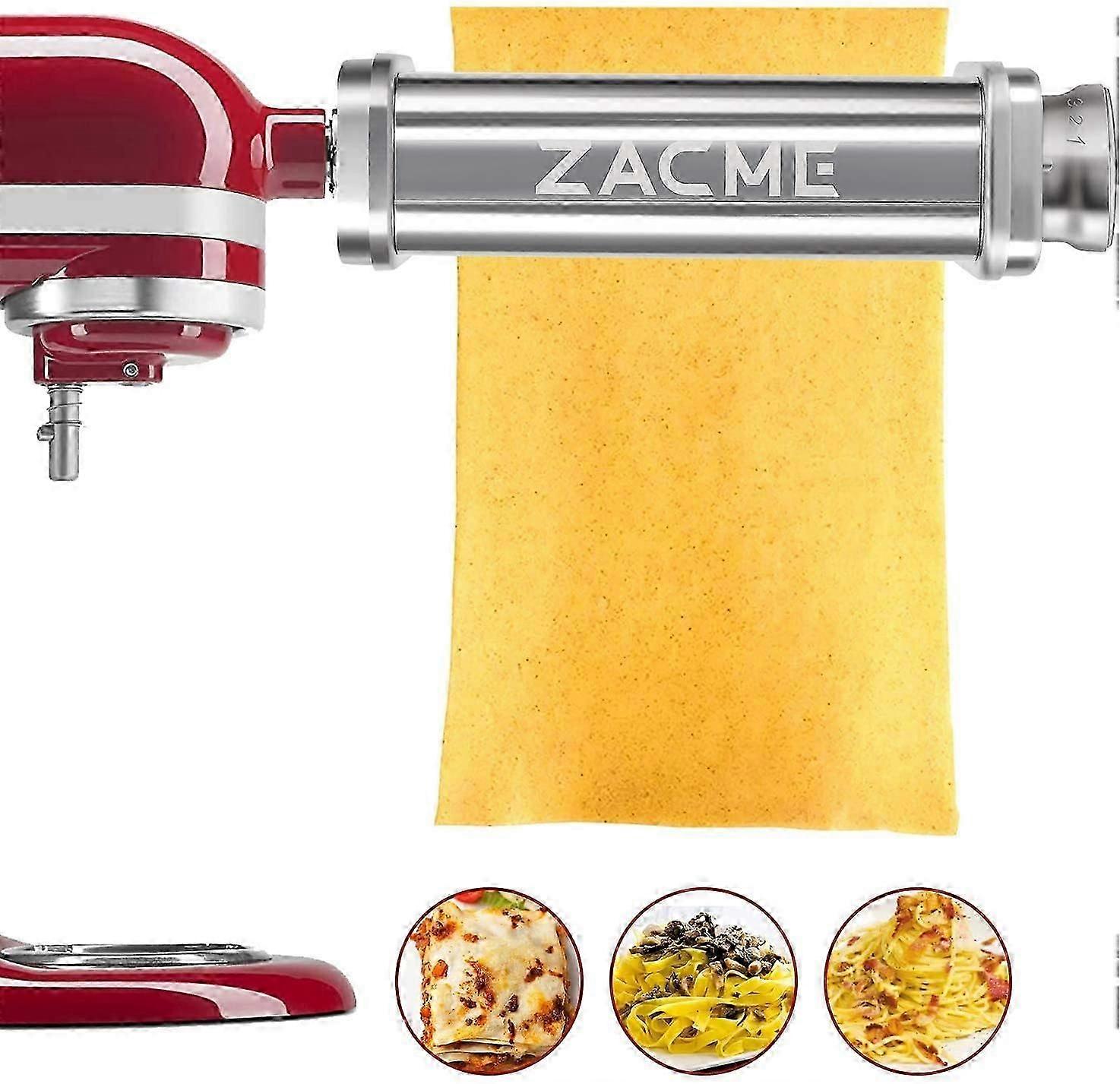 Rullo per pasta sfoglia per robot da cucina KitchenAid, rulli per pasta lavabili in acciaio inossidabile, accessori per robot da cucina per macchine per pasta con pulizia Brus