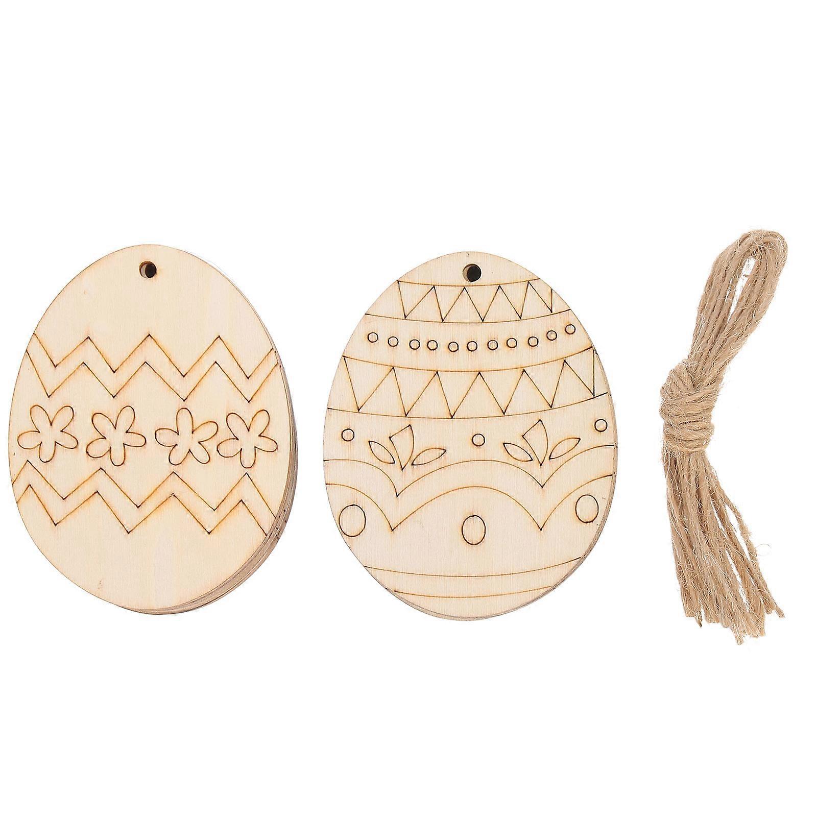 Egg Shape Wood Crafts Decoration DIY Easter Eggs Wooden Slices Hanging Ornaments Unpainted 60Pcs