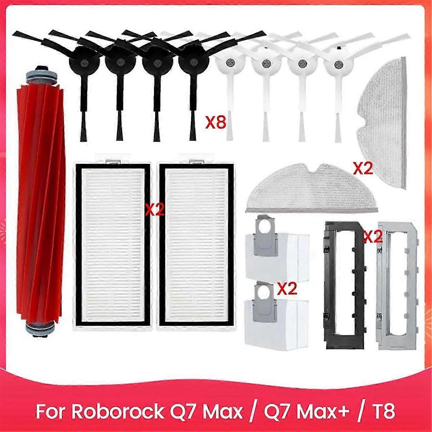 For Roborock Q7 Max / Q7 Max+ / T8 Dust Bag Hepa Filter Accessories Main Side Brush Mop Cloth Robot