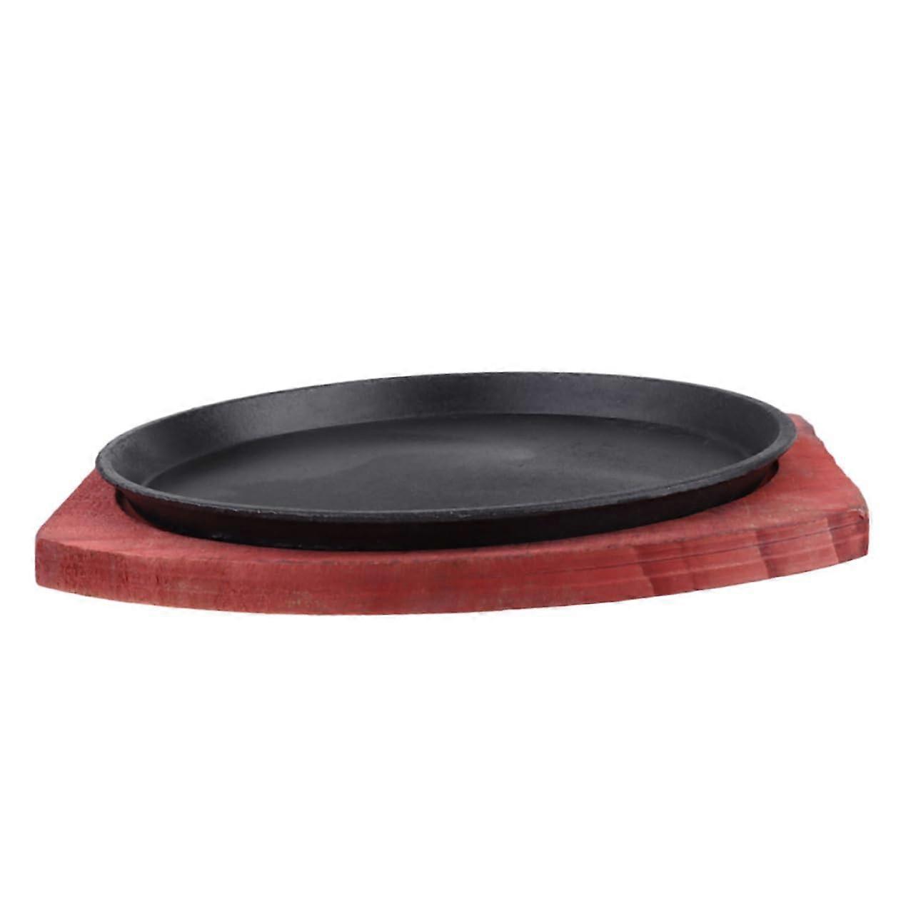 Cast Iron Grill Pan Set NonStick Coated with Wooden Base, Versatile for Induction and Gas Stoves for Grilling Steak