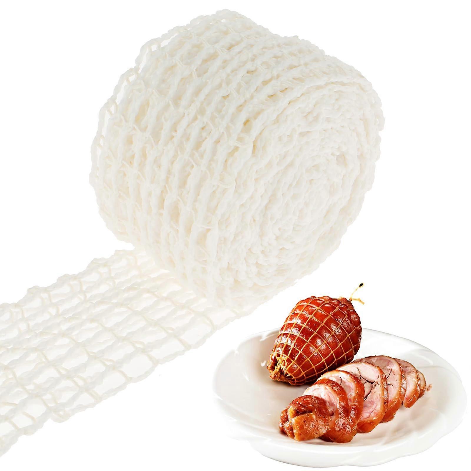 10m Elastic Ham Net with 18 Holes for Smoking Sausages, Pork Fillet, Roast Beef, Up to 220°C Heat Resistance