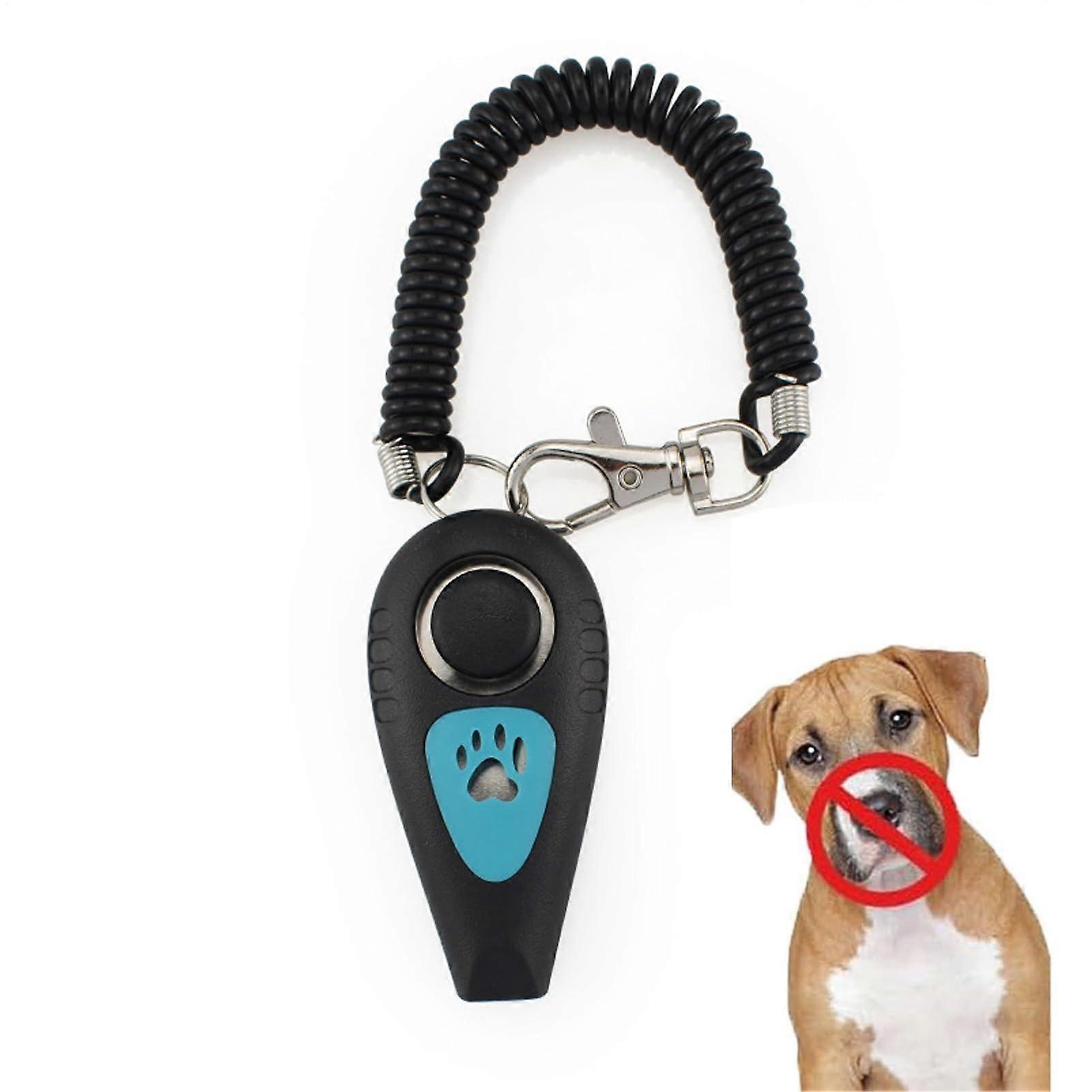 Dog Clicker - 2 in 1 Training Tool with Whistle and Wrist Strap for Silent Outdoor Recall, Adjustable Sound Settings