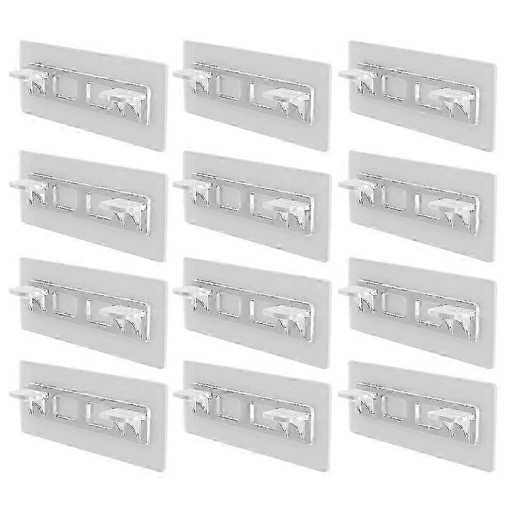 12 Pcs White Bookcase Shelf Clips Adhesive Support Holders and Brackets