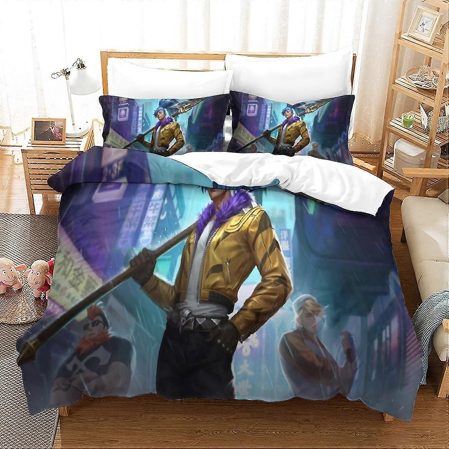 3D Cartoon Print Påslakan Sängkläder Set för vuxna och barn med dragkedja Mjukt mikrofiber överkast