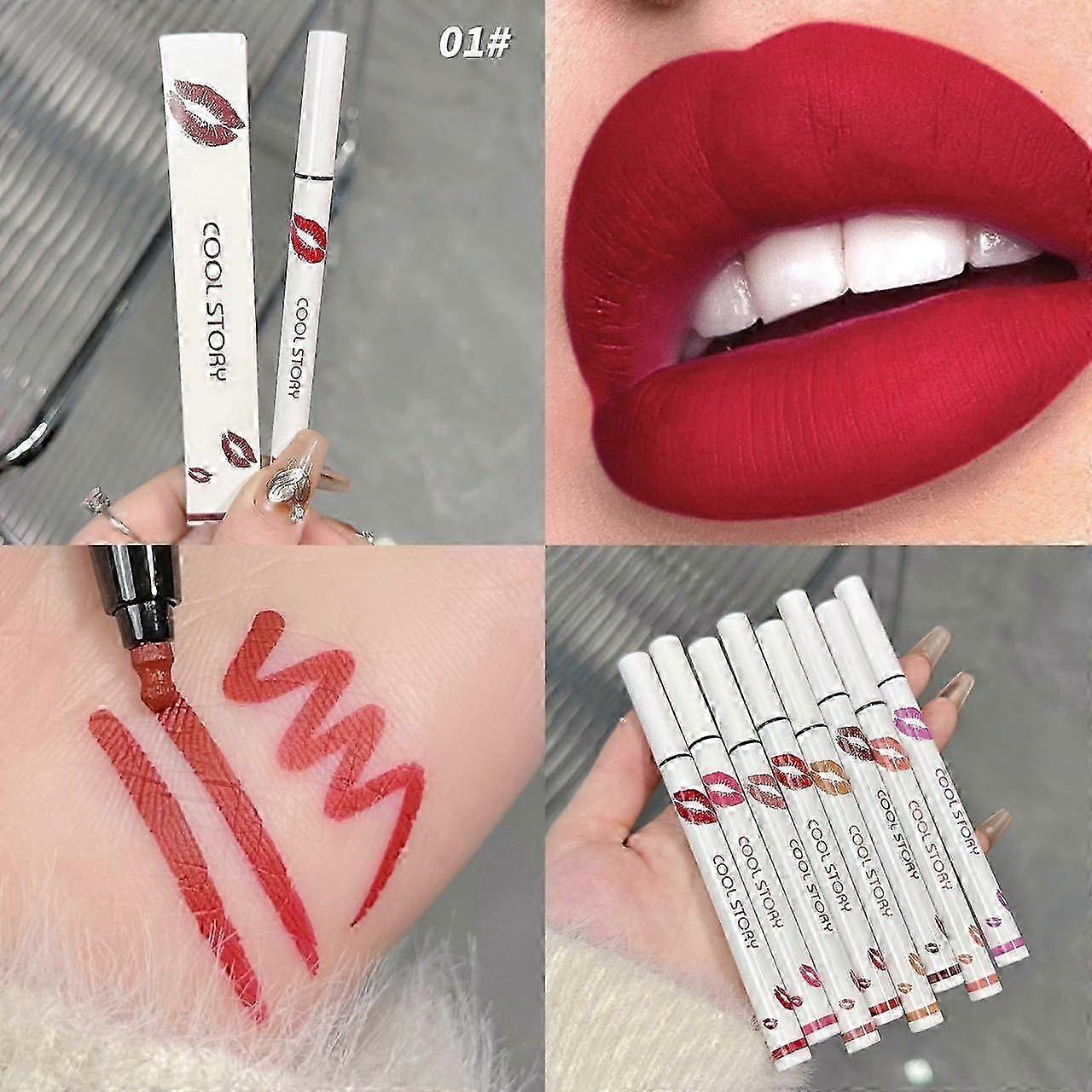 Lip Stain Marker,2 in 1 Liquid Lipstick & Lip Liner Pencil,Long Lasting Waterproof 24 Hour