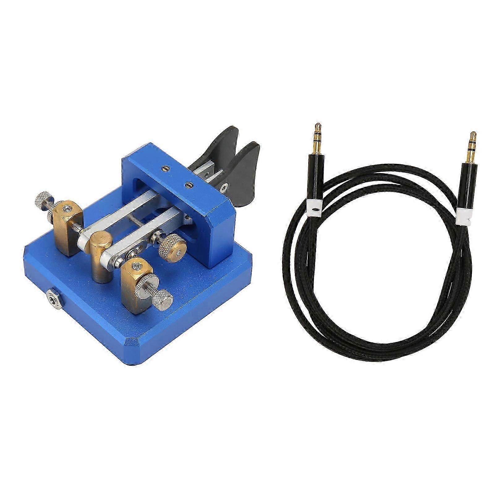 Morse Code Key Double Paddle Automatic Shortwave Portable CW Morse Telegraph Key for Camping Indoor Dark Blue