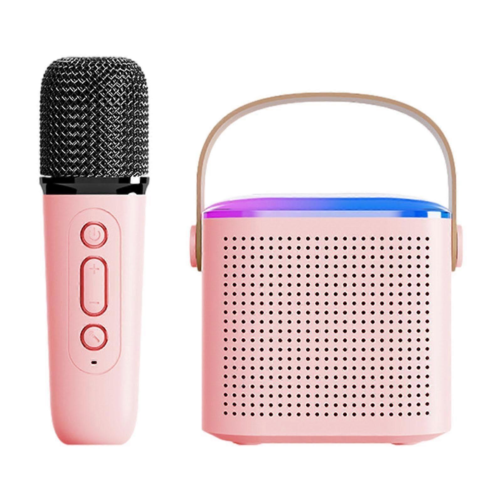 Portable Karaoke Machine, Music Player with Microphone, Subwoofer Speaker, Rose Red