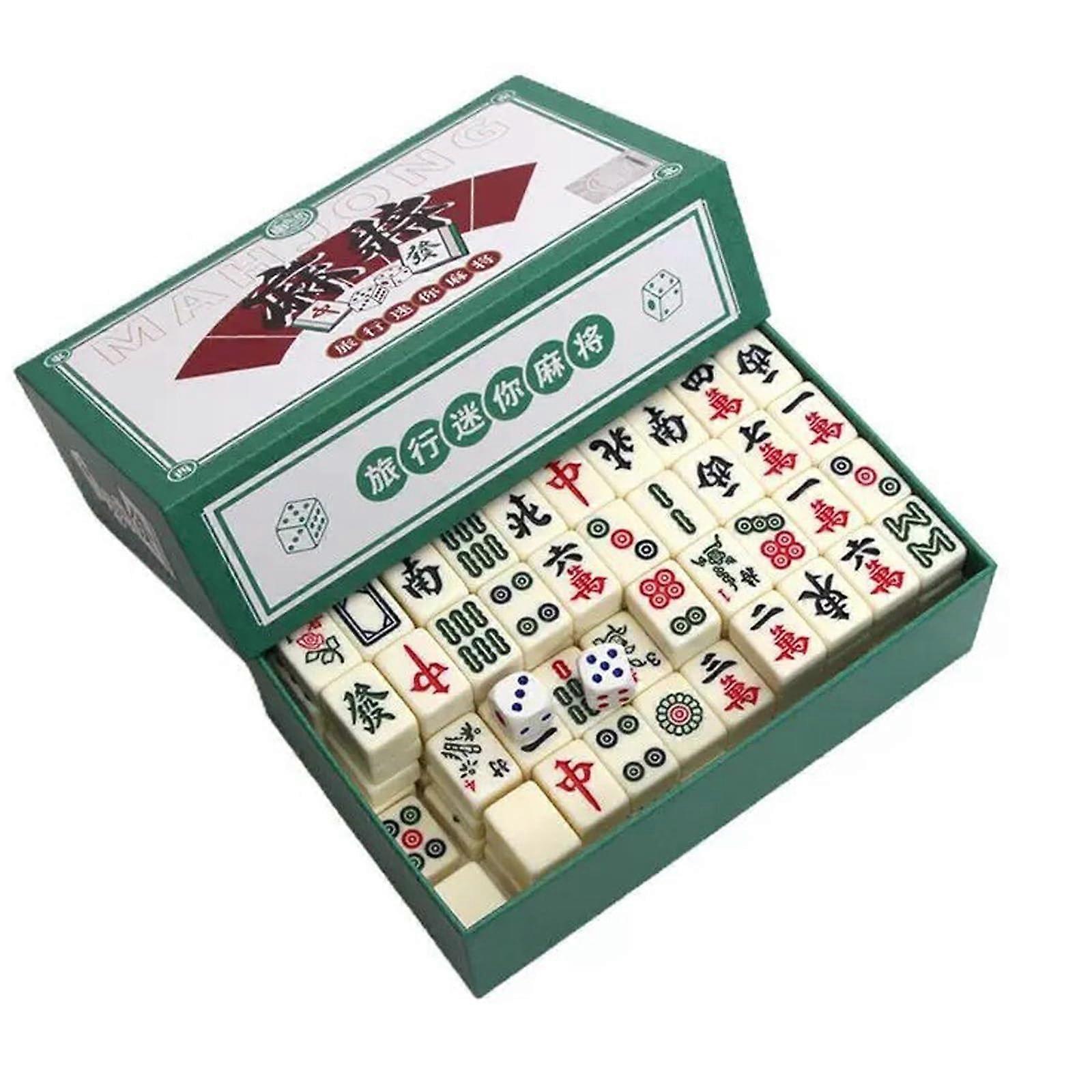 Mini Mahjong Set Traditional Chinese Board Game with 144 Tiles Portable Tabletop Playset
