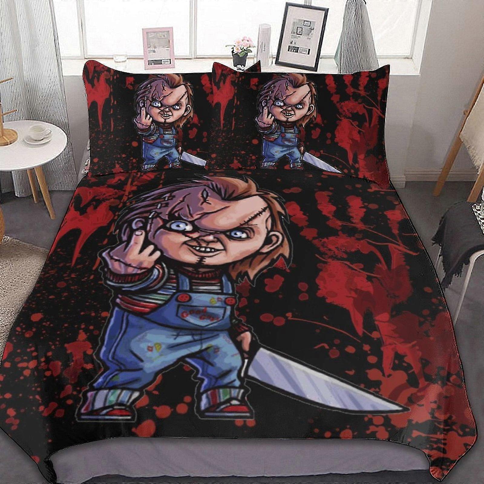Horror Movie 3 Pcs Bed Sheets Set Breathable Duvet Cover with 2 Pillow Sham Soft All Seasons Bedding Set