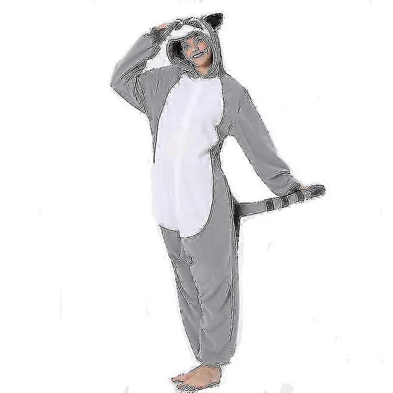 بيجامة للكبار من قطعة واحدة ، Kigurumi Onesie مناسب لمختلف العلامات التجارية للرجال والنساء ، بيجامة الراكون الكرتونية لكامل الجسم تكلفة تأثيري