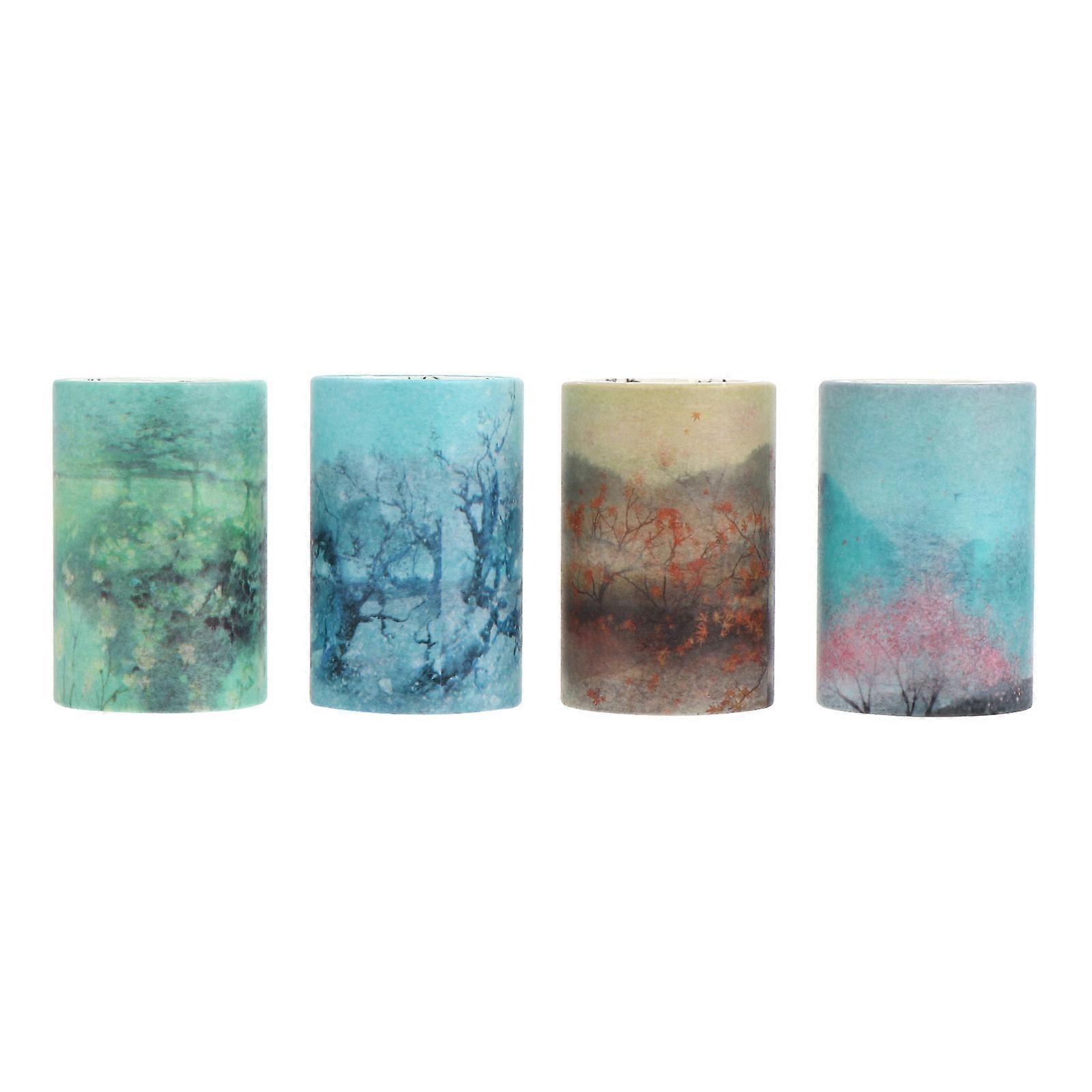 Masking Adhesive Tapes for Journaling Scrapbooking 4 Rolls Assorted Color 300X5cm Size Roll Shape Adhesive