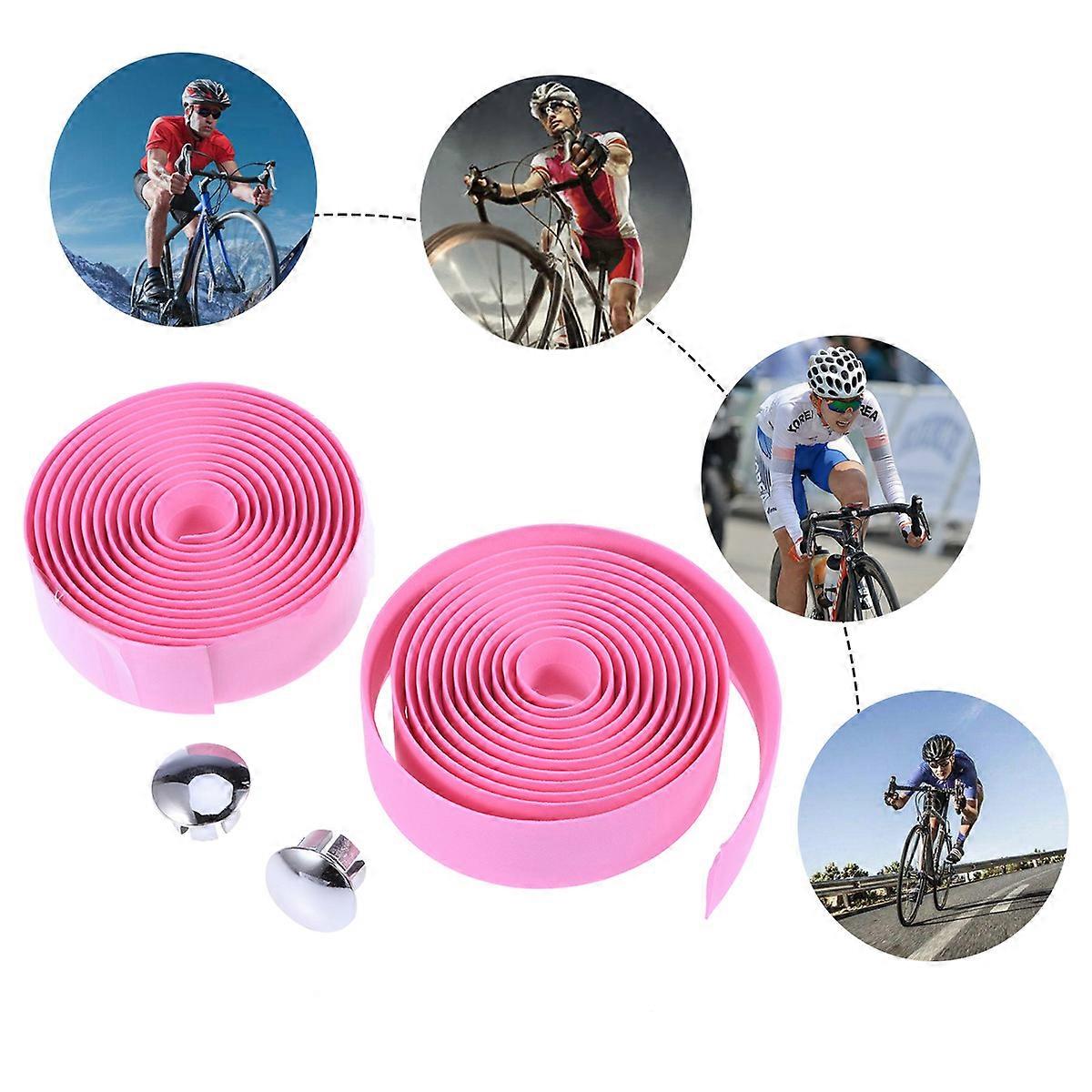 Handlebar Grip Tape Pink Cork Sweat Absorption Impact Resistance For Cyclists 1 Pair