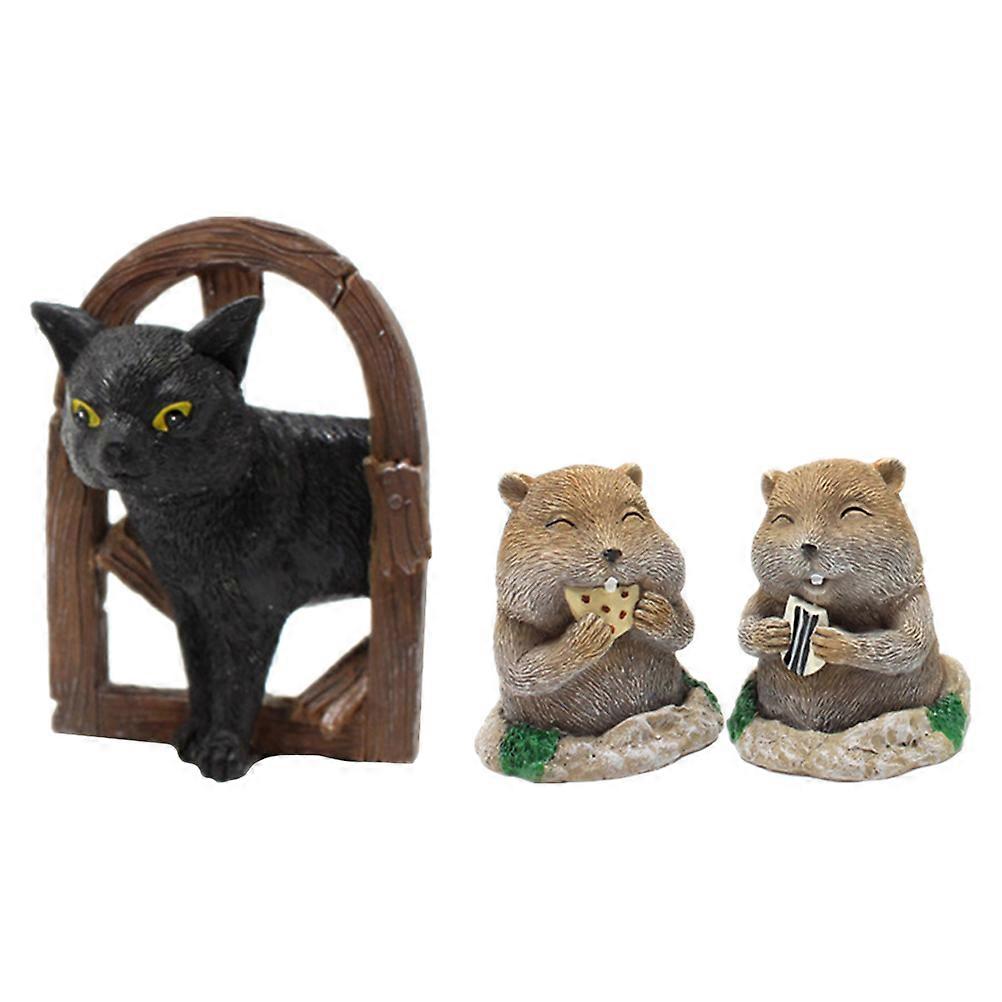 Realistic Resin Animal Figurines Set – 3pcs Decorative Ornaments for Home, Office, Garden, and Patio – Perfect for Housewarming & Seasonal Displays