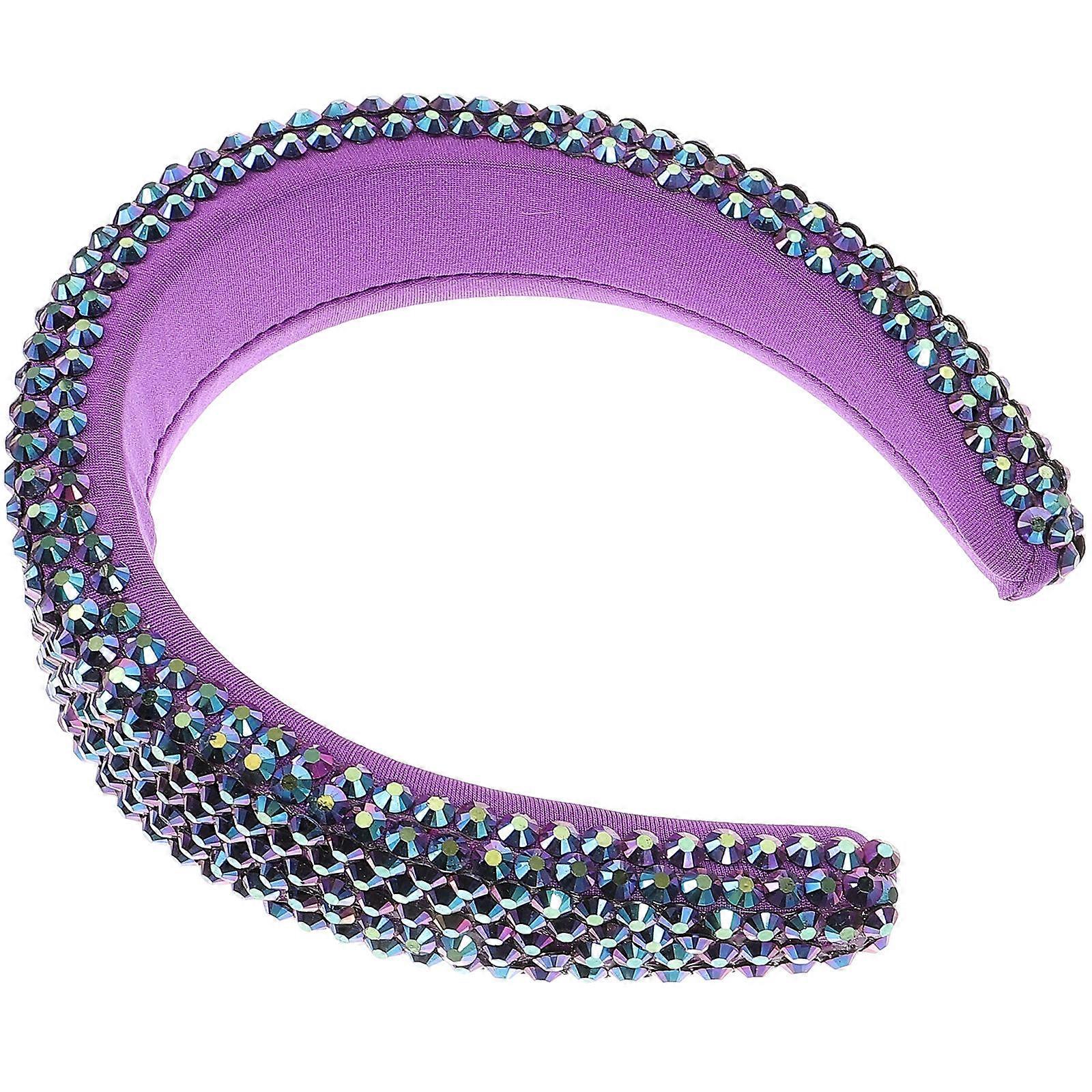 Elegant Headbands Women Rhinestone Headdress Baroque Wide Brim Headband Party Accessory Red 16x14.5cm 1Pcs