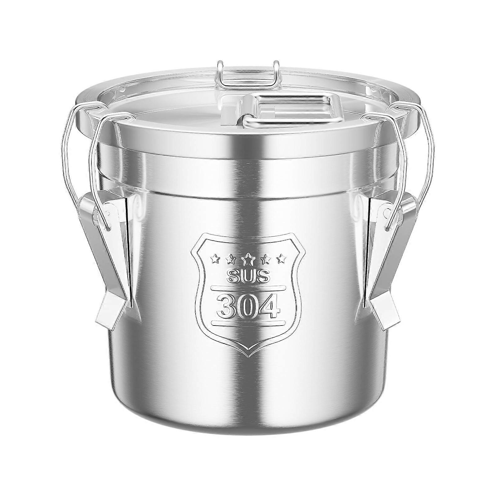 Kitchen Stainless Steel Bucket with Lid and Locking Clamp