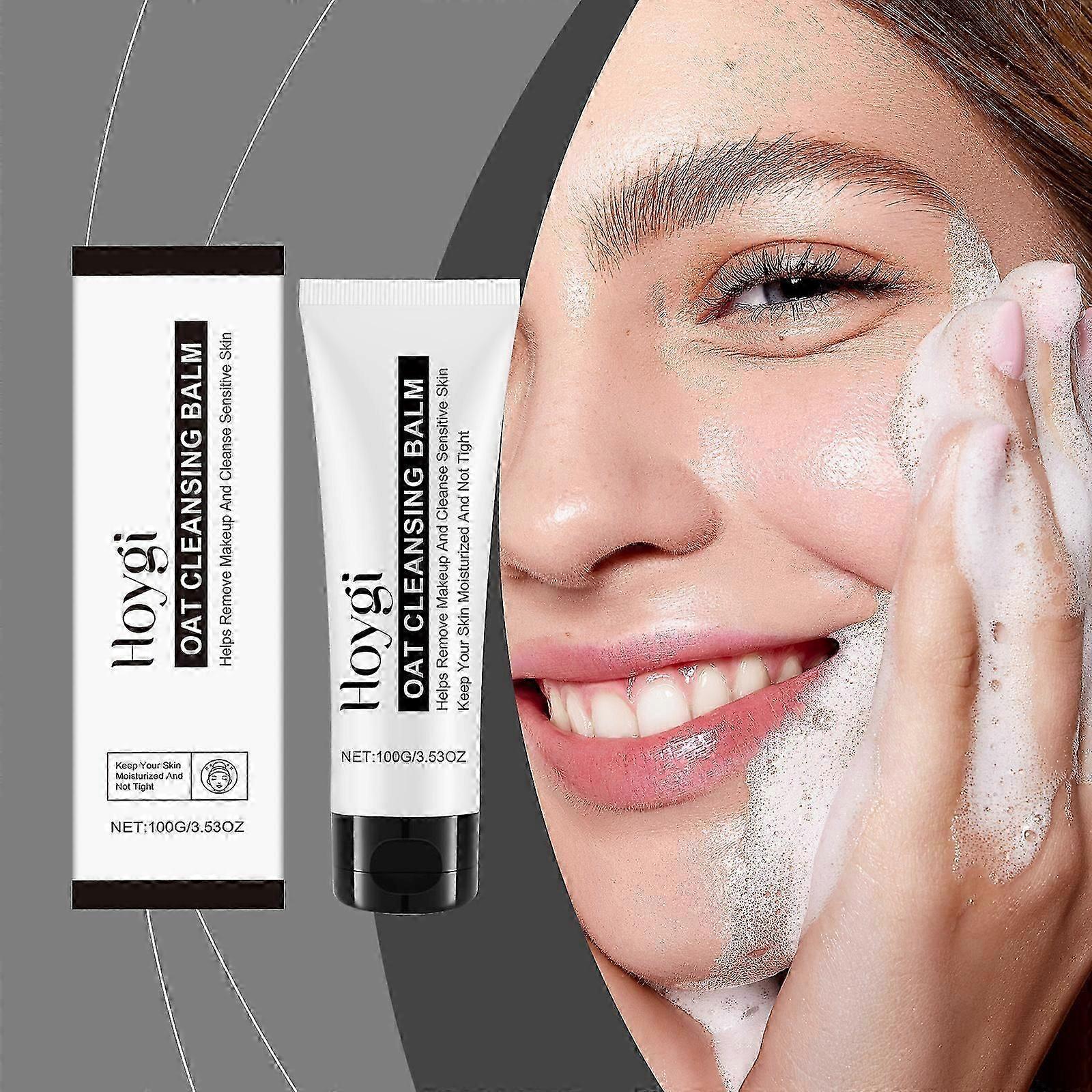 オーツ麦クレンジングバーム、オーツ麦フェイシャルクレンザー、メイクアップリムーバー、さわやか、保湿、保湿フェイシャルクレンザーデイリーフェイシャルケア