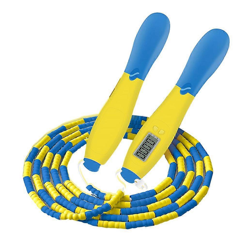 Skipping rope with calorie counter, adjustable length, endurance training, anti-tangle skipping rope, fitness equipment, yellow