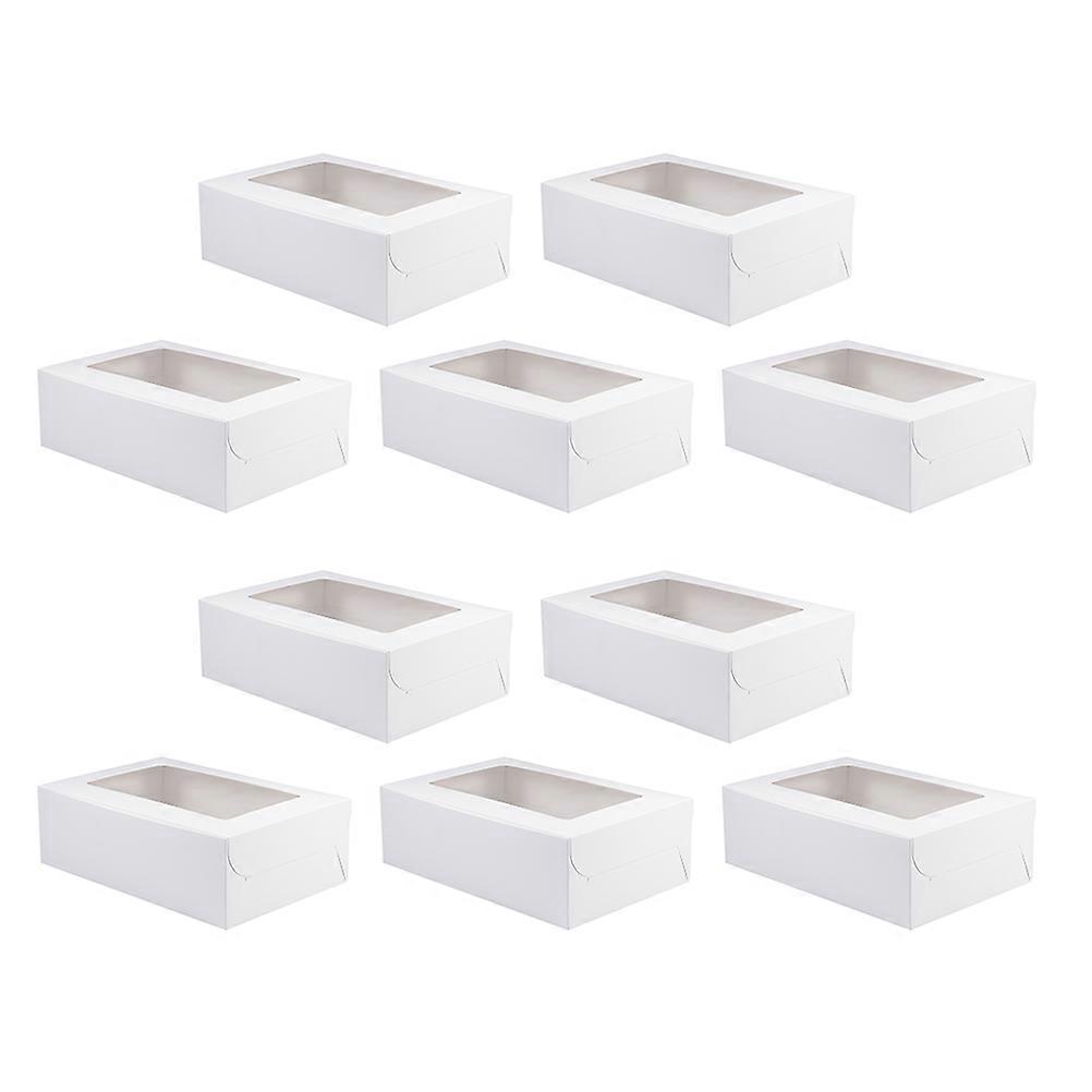 White Paper Cake Boxes with Clear Window for Dessert Storage and Party Use 10Pcs SixGrid