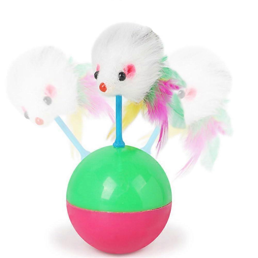 Interactive Cat Toy 5-Piece Stand-Up Set With Feathers And Mouse Toys For Cats Self-Play