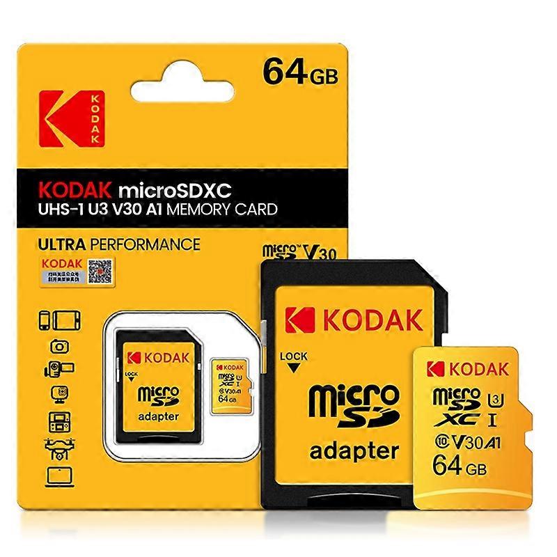 T1Q KODAK 64GB Micro SD karta 100MB S Rychlost čtení Class 10 UHS-1 U3 V1g V30 A1 TF karta