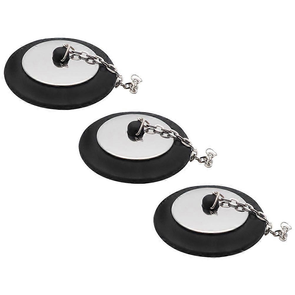 3pcs Rubber Tub Stopper with Chain   Universal Drain Plug for Bathroom Sink and Bathtub, Easy to Use and Clean Water Blocker Seal