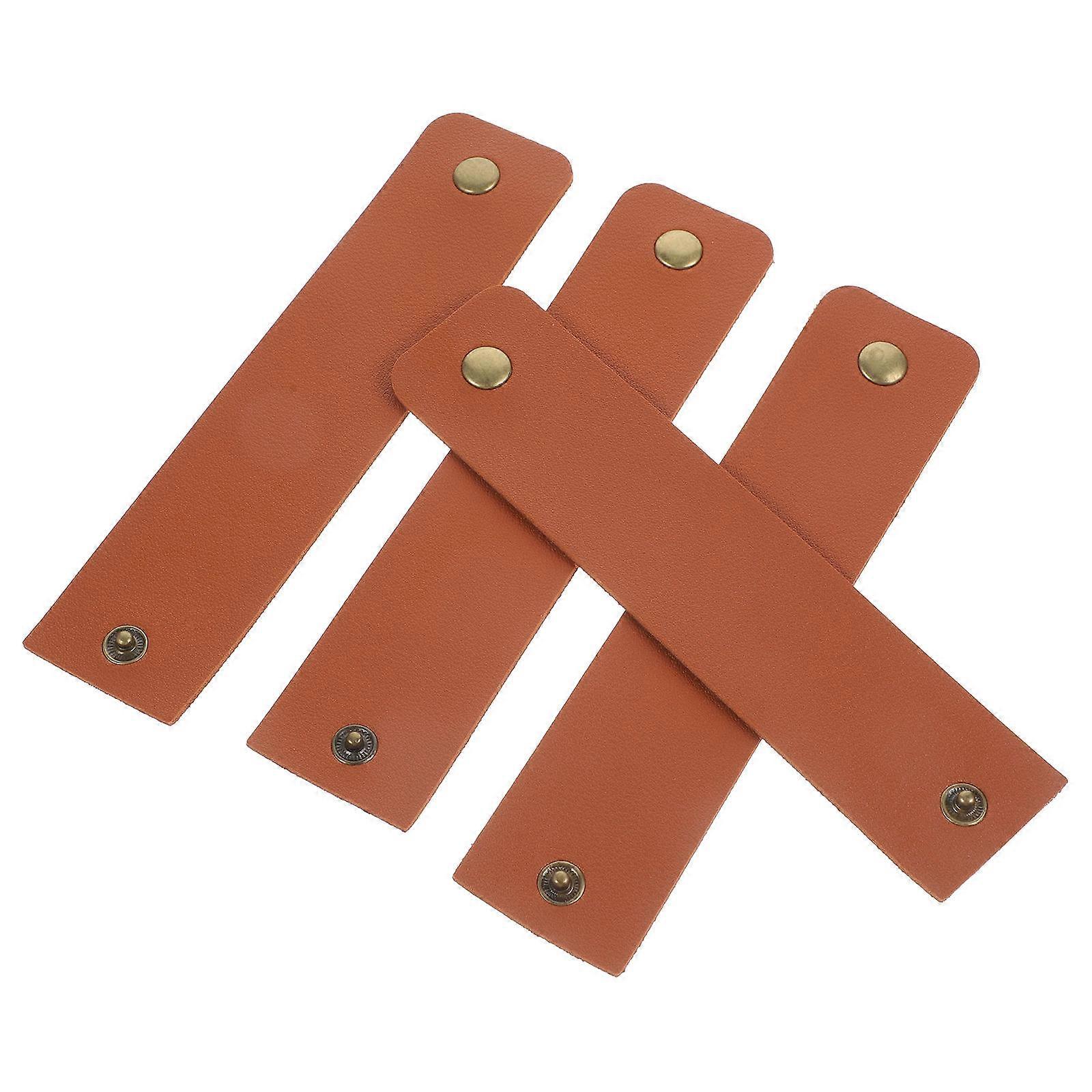 Napkin Holding Belt Fixing Napkin Rings For Hotels Brown Pu Leather Easy To Clean 4Set