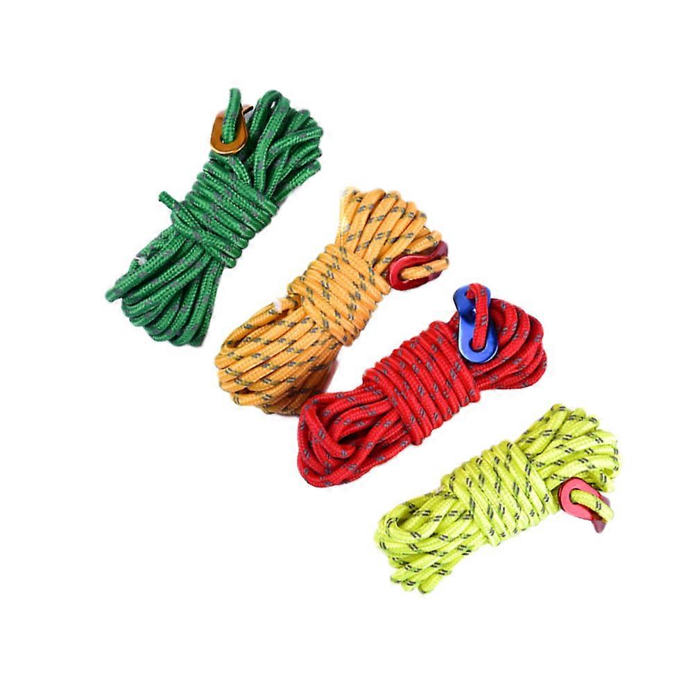 Reflective Windproof Tent Guy Lines   Durable Camping Cord for Outdoor Activities, Hiking, Backpacking & Gear Security   4pcs Set   Yellow, Red,
