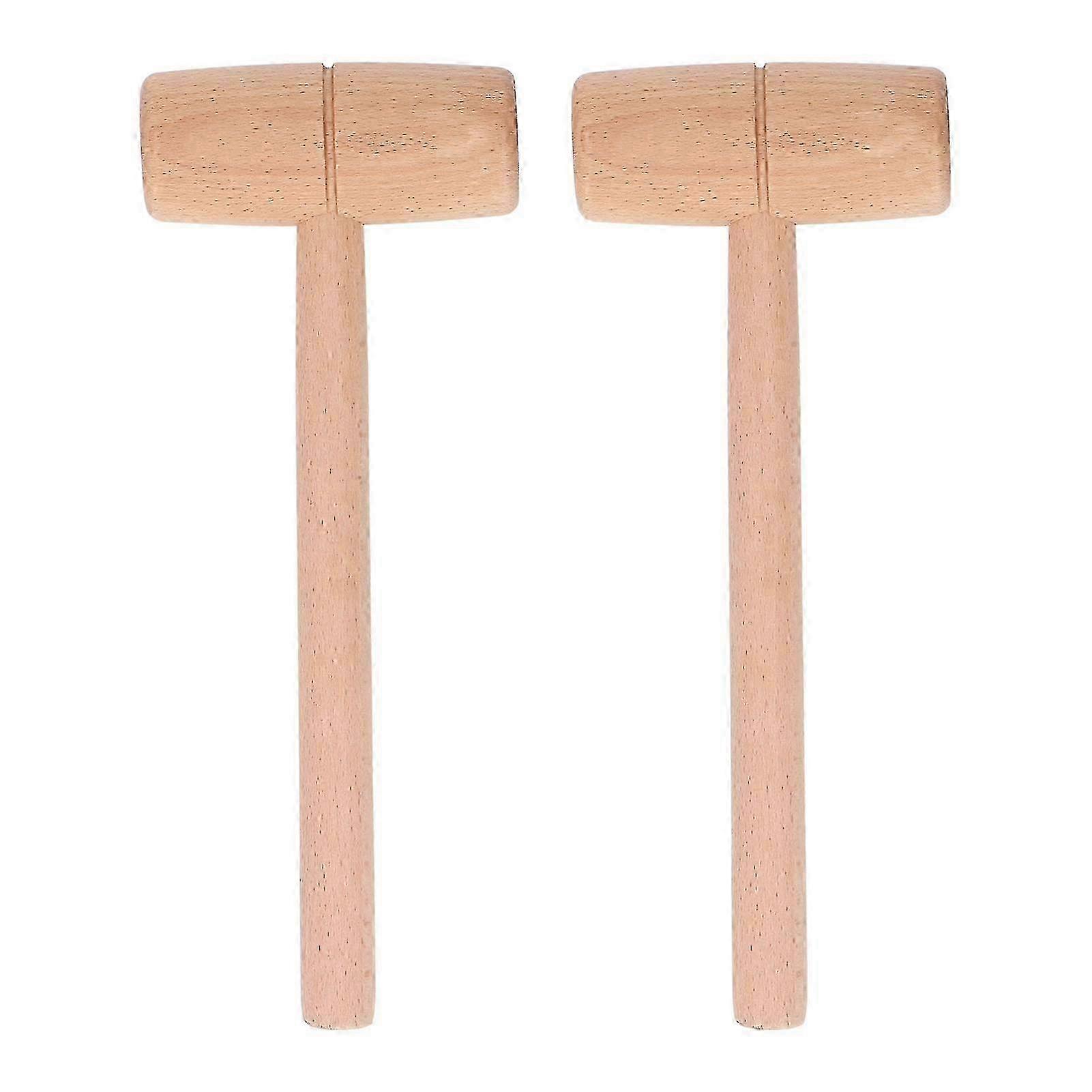 2Pcs Wood Hammer Inset Joint Multi Purpose Wooden Mallet for Furniture Installation Carving Seafood Cracking