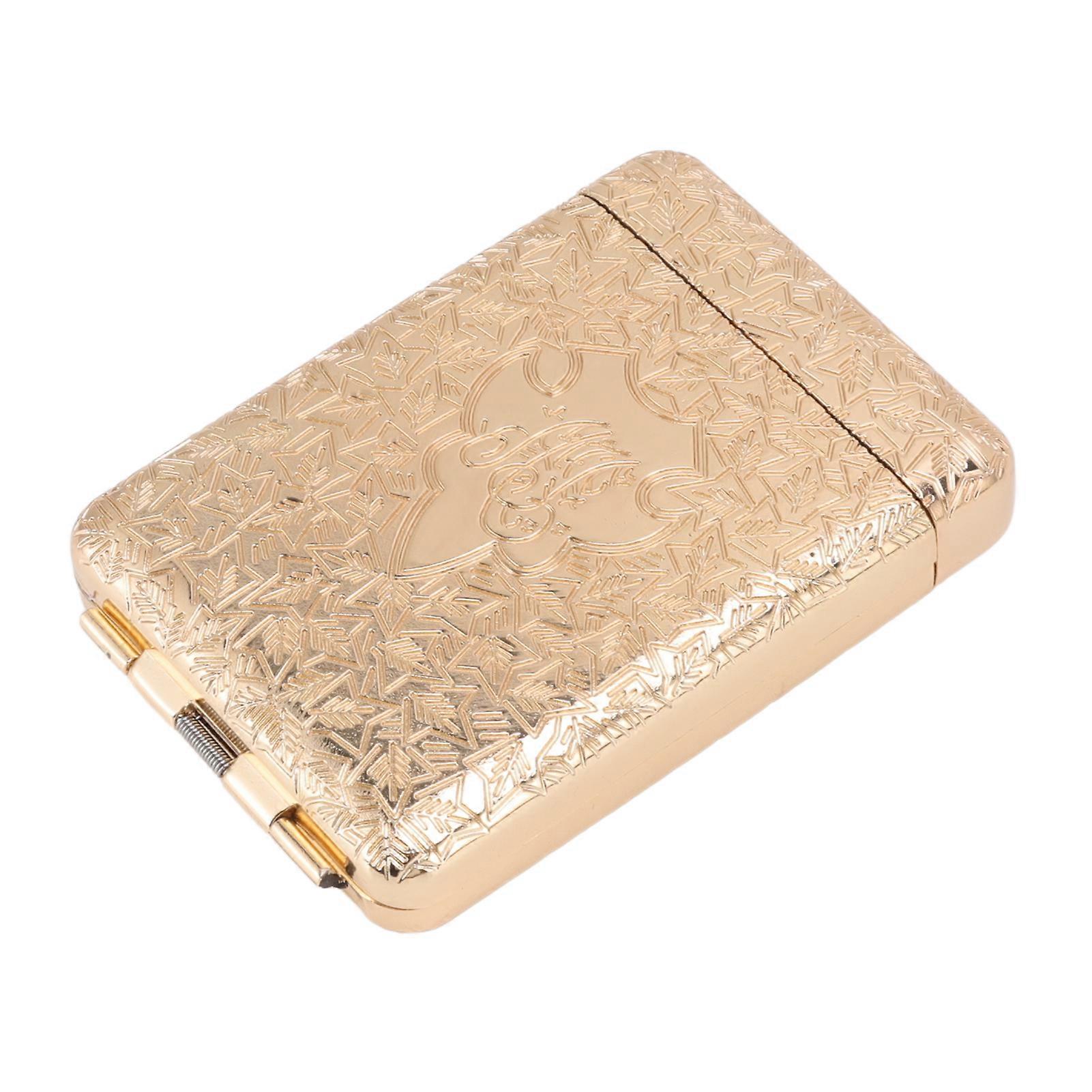 Retro Cigarette Case for 16pcs Coarse Cigarettes 3 Opening Stereo Embossed Pattern Portable Cigarette Box Gold 
