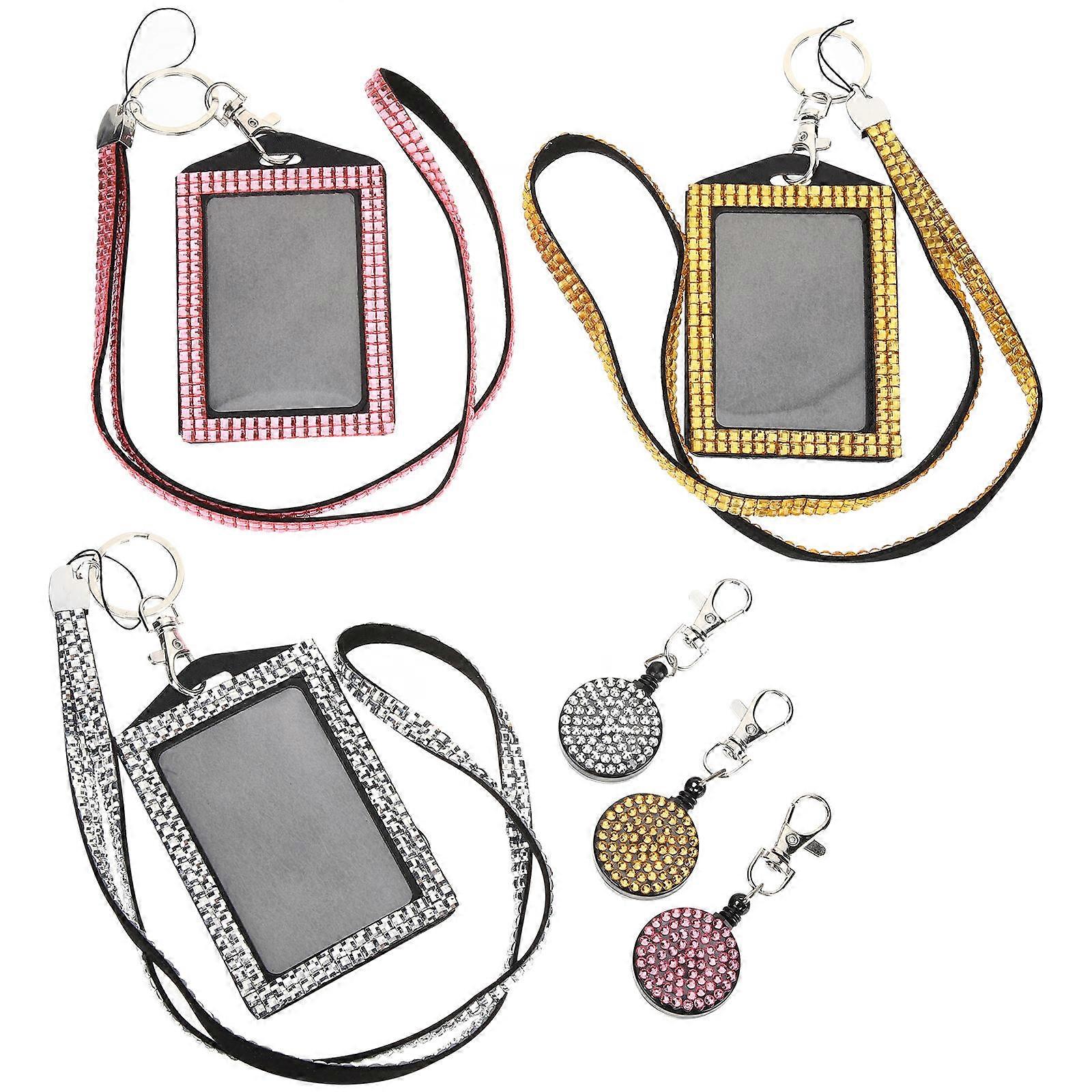 Card Clip Pullers Rhinestone Badge Reel Events 3Pcs