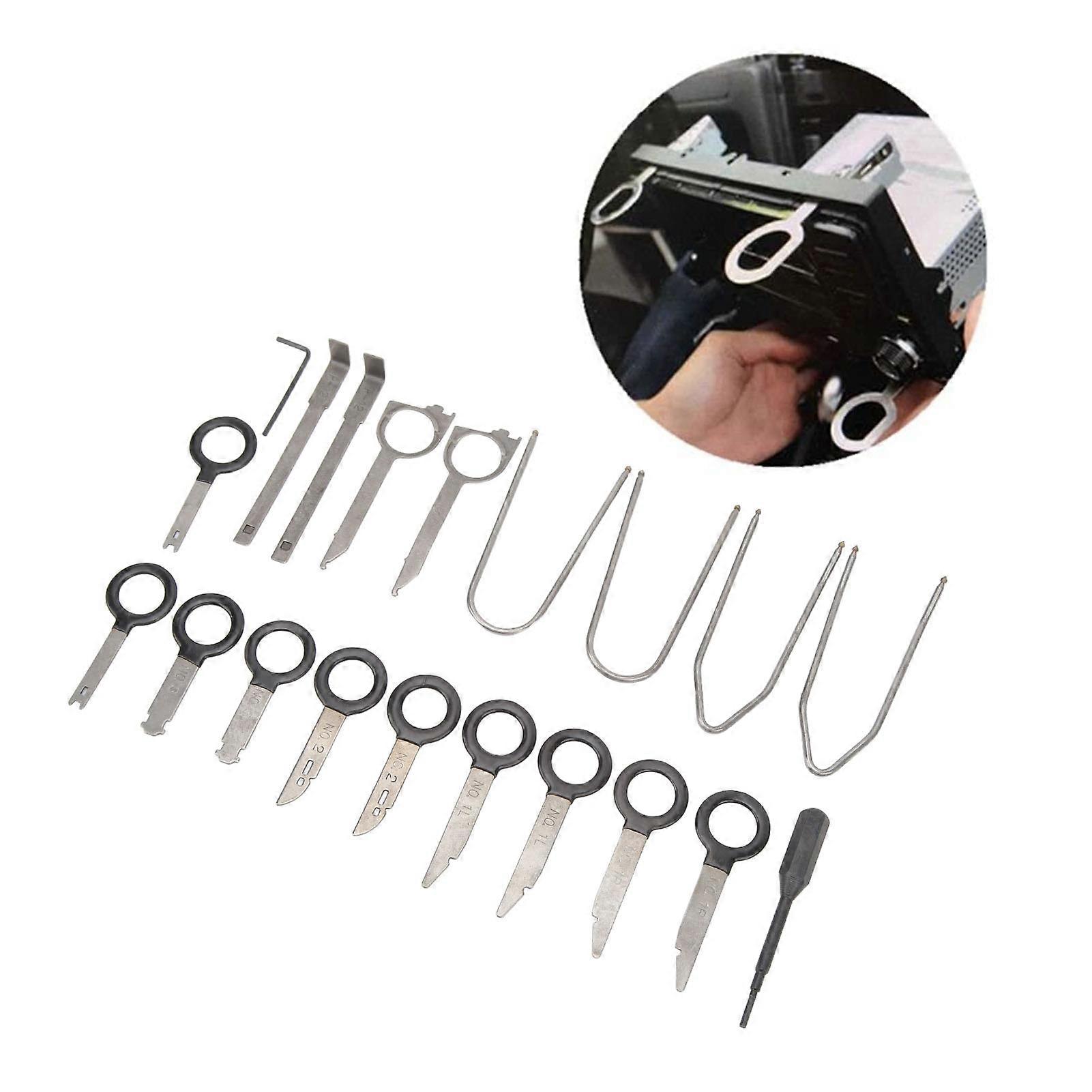 20PCS Radio Fjerning Verktøysett Ergonomisk Stål Universal Stereo CD-spiller Fjerning Nøkkelsett For Biler Lastebiler