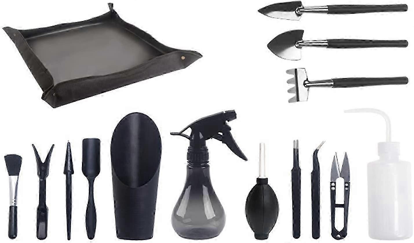 Set Of 14 Mini Plant Tools - For Bonsai - Pruner - Pruner - Mini Rake - String Trimmer